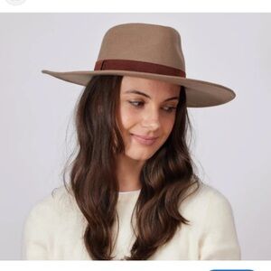 Free People Beige Wool Fedora Hat One Size
